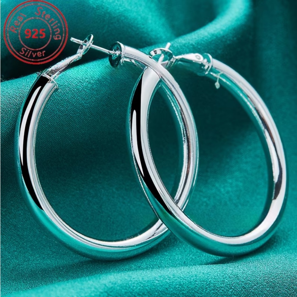 Thick- Italian Sterling Silver Solid Hoops 2”